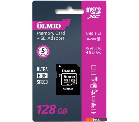  - Карты памяти Olmio microSDXC 128GB V30 UHS-I Class 3 (U3) - microSDXC 128GB V30 UHS-I Class 3 (U3)