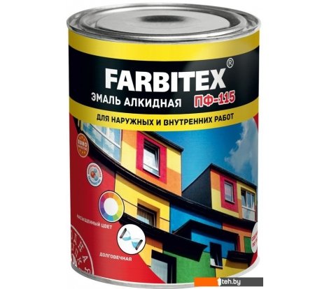  - Краски и эмали Farbitex ПФ-115 5 кг (матовый белый) - ПФ-115 5 кг (матовый белый)