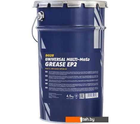- Смазки, пасты и очистители для механических, электрических узлов Mannol Смазка техническая EP-2 Universal Multi-MoS2 Grease 4.5 кг 54646 - Смазка техническая EP-2 Universal Multi-MoS2 Grease 4.5 кг 54646