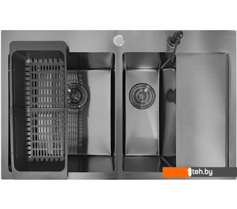  - Кухонные мойки Stellar Decor S7850NB-2L-D (нано черный) - Decor S7850NB-2L-D (нано черный)
