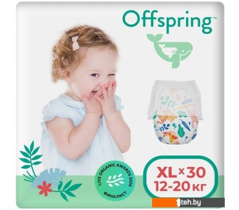  - Детские подгузники Offspring XL 12-20 кг Джунгли (30 шт) - XL 12-20 кг Джунгли (30 шт)