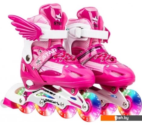  - Роликовые коньки Ricos OG3873F с комплектом защиты (р. 32-37, розовый) - OG3873F с комплектом защиты (р. 32-37, розовый)