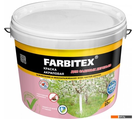  - Краски и эмали Farbitex Для садовых деревьев 25 кг (белый) - Для садовых деревьев 25 кг (белый)