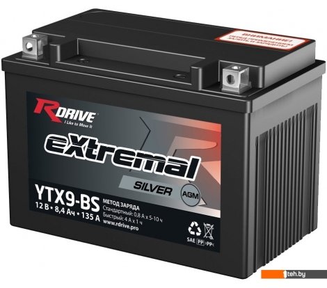  - Мотоциклетные аккумуляторы RDrive eXtremal Silver YTX9-BS (8.4 А·ч) - eXtremal Silver YTX9-BS (8.4 А·ч)