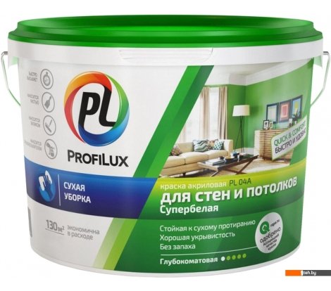  - Краски и эмали Profilux ВД PL-04А акриловая для стен и потолков (14 кг, супербелый) - ВД PL-04А акриловая для стен и потолков (14 кг, супербелый)
