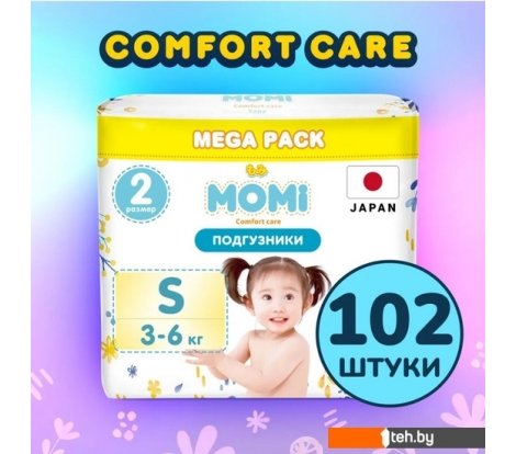  - Детские подгузники Momi Comfort Care Mega pack S 3-6 кг (102 шт) - Comfort Care Mega pack S 3-6 кг (102 шт)