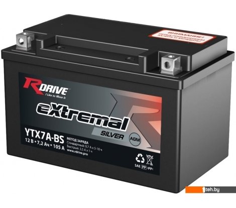  - Мотоциклетные аккумуляторы RDrive eXtremal Silver YTX7A-BS (7.2 А·ч) - eXtremal Silver YTX7A-BS (7.2 А·ч)
