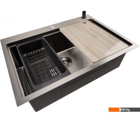 - Кухонные мойки Stellar S7050NB-A (нано черный, c доской) - S7050NB-A (нано черный, c доской)