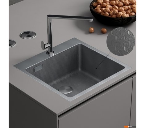  - Кухонные мойки Roxen Snake 560220-50-S (50*48) сатин/текстурная поверхность (с коландером и дозатором) - Snake 560220-50-S (50*48) сатин/текстурная поверхность (с коландером и дозатором)