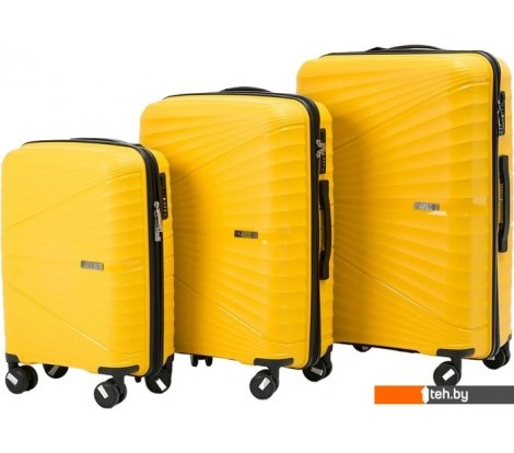  - Чемоданы, сумки-тележки Pride PP-9702 (3шт, желтый) - PP-9702 (3шт, желтый)