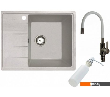  - Кухонные мойки БелЭворс Mila R + смеситель W74004-3 + дозатор L405H (белый) - Mila R + смеситель W74004-3 + дозатор L405H (белый)