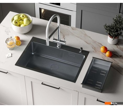  - Кухонные мойки Roxen Simple 560220-70B PVD графит (с коландером и дозатором) - Simple 560220-70B PVD графит (с коландером и дозатором)