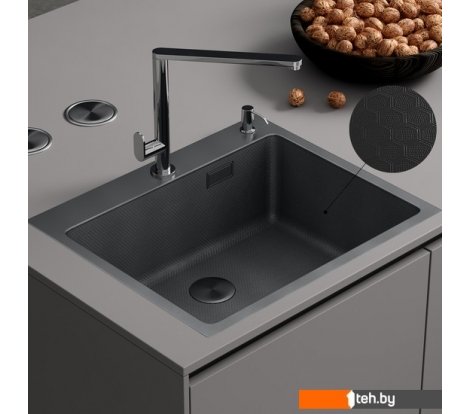  - Кухонные мойки Roxen Snake 560220-60-BS PVD графит/текстурная поверхность (с коландером и дозатором) - Snake 560220-60-BS PVD графит/текстурная поверхность (с коландером и дозатором)