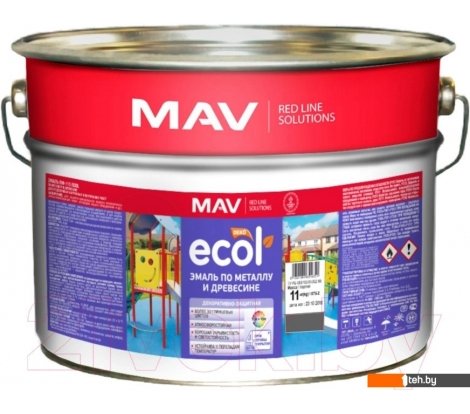 - Краски и эмали MAV Ecol ПФ-115 11 кг (фиолетовый) - Ecol ПФ-115 11 кг (фиолетовый)