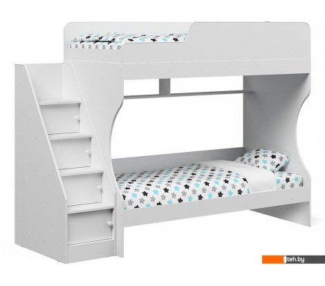  - Кровати Капризун 6 Р443-4 с лестницей (белый) - 6 Р443-4 с лестницей (белый)