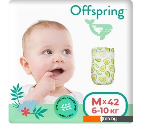  - Детские подгузники Offspring M 6-10 кг Авокадо (42 шт) - M 6-10 кг Авокадо (42 шт)
