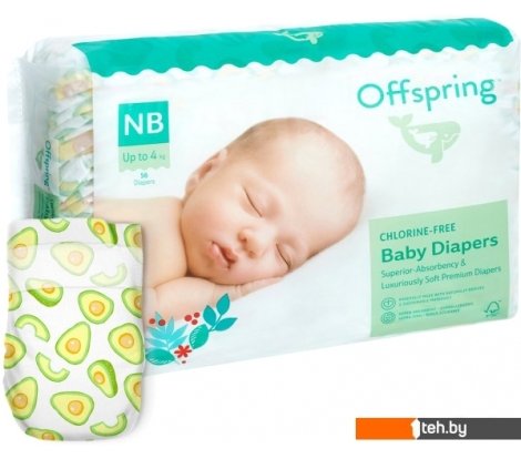  - Детские подгузники Offspring NB 2-4 кг Авокадо (56 шт) - NB 2-4 кг Авокадо (56 шт)