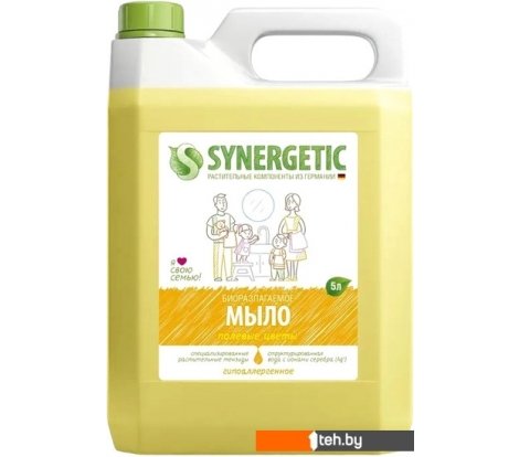  - Косметика по уходу за телом Synergetic Мыло жидкое для мытья рук и тела Полевые цветы 5000 мл - Мыло жидкое для мытья рук и тела Полевые цветы 5000 мл