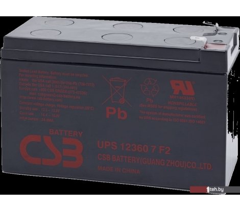  - Аккумуляторы для ИБП CSB Battery UPS123607 F2 (12В/7.5 А·ч) - UPS123607 F2 (12В/7.5 А·ч)