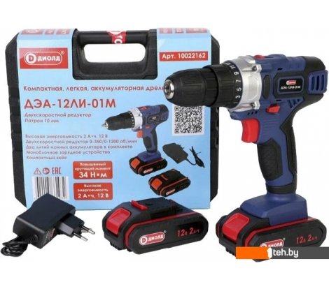  - Шуруповерты, гайковерты, электроотвертки ДИОЛД ДЭА-12ЛИ-01М 10022162 (с 2-мя АКБ, кейс) - ДЭА-12ЛИ-01М 10022162 (с 2-мя АКБ, кейс)