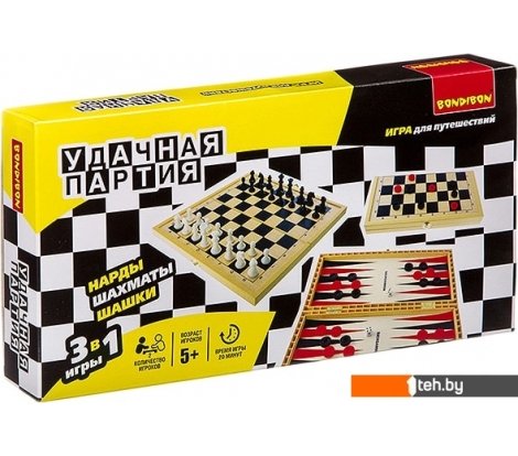  - Шахматы, шашки, нарды Bondibon Удачная партия 3в1 ВВ3490 - Удачная партия 3в1 ВВ3490