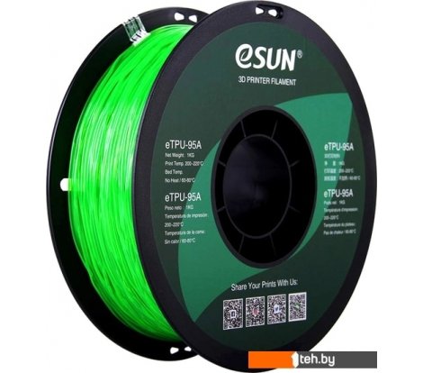  - Расходные материалы и аксессуары для 3D-печати eSUN eTPU-95A 1.75 мм 1000 г (зеленый полупрозрачный) - eTPU-95A 1.75 мм 1000 г (зеленый полупрозрачный)