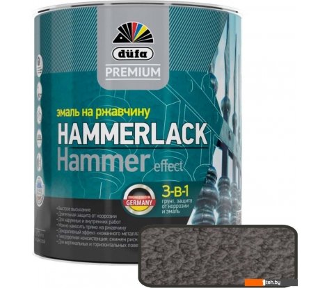  - Краски и эмали Dufa Premium Hammerlack на ржавчину молотковая (750 мл, темно-серый) - Premium Hammerlack на ржавчину молотковая (750 мл, темно-серый)