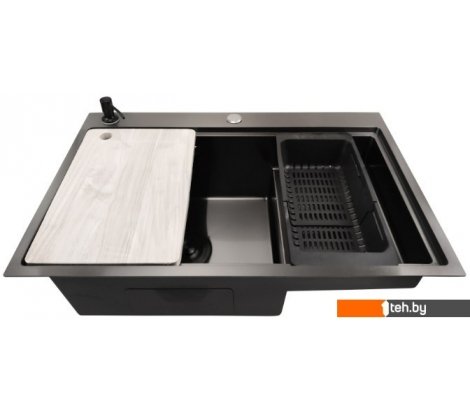 - Кухонные мойки Stellar S7550NB-TU-L (нано черный, с доской) - S7550NB-TU-L (нано черный, с доской)