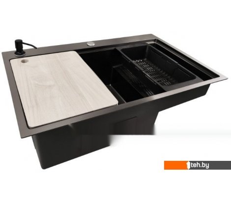 - Кухонные мойки Stellar S7550NB-TU-L (нано черный, с доской) - S7550NB-TU-L (нано черный, с доской)