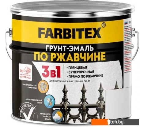  - Краски и эмали Farbitex По ржавчине 3в1 2.7 кг (серый) - По ржавчине 3в1 2.7 кг (серый)