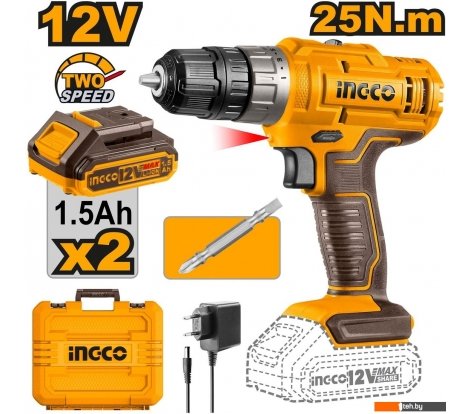  - Шуруповерты, гайковерты, электроотвертки Ingco CDLI1228 (с 2-мя АКБ, кейс) - CDLI1228 (с 2-мя АКБ, кейс)