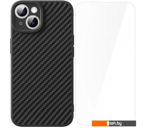  - Чехлы для телефонов Baseus Synthetic Fiber Series для iPhone 15 660157941A (черный/прозрачный) - Synthetic Fiber Series для iPhone 15 660157941A (черный/прозрачный)