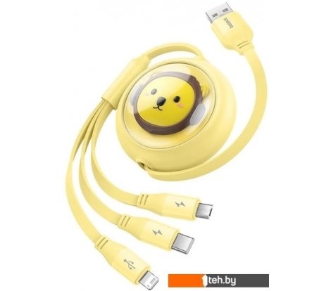  - Кабели, адаптеры, разветвители Baseus CB000063 USB Type-A - Lightning/USB Type-C/microUSB (1.1 м, желтый) - CB000063 USB Type-A - Lightning/USB Type-C/microUSB (1.1 м, желтый)