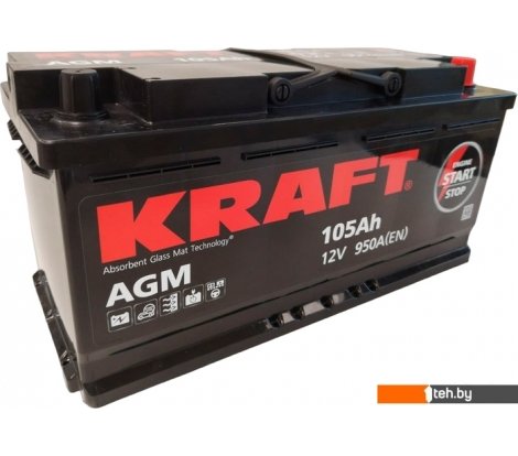  - Автомобильные аккумуляторы Kraft AGM 105 R+ - AGM 105 R+