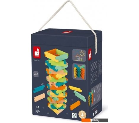 - Развивающие игрушки Janod Разноцветные блоки J08300 (60эл) - Разноцветные блоки J08300 (60эл)