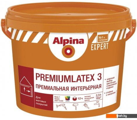  - Краски и эмали Alpina Expert Premiumlatex 3 (База 3, 9.4 л) - Expert Premiumlatex 3 (База 3, 9.4 л)