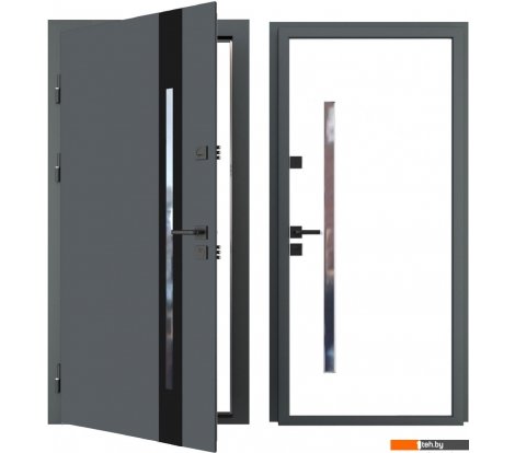  - Металлические двери Guard Inox Black 2 96x205 (левая, Ral 7016/экосатин белый) - Inox Black 2 96x205 (левая, Ral 7016/экосатин белый)