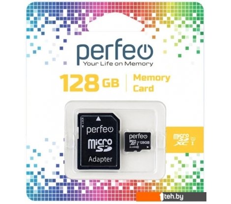 - Карты памяти Perfeo microSDXC PF128GMCSX10U1A 128GB (с адаптером) - microSDXC PF128GMCSX10U1A 128GB (с адаптером)