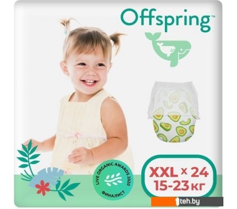  - Детские подгузники Offspring XXL 15-23кг Авокадо (24 шт) - XXL 15-23кг Авокадо (24 шт)