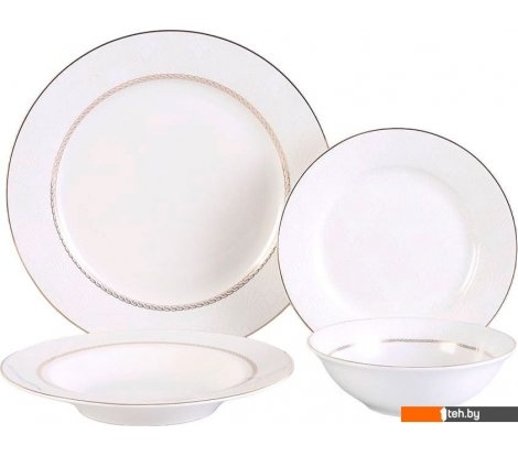  - Тарелки, салатники, блюда и наборы Arya Ariel 8680943243164 (24шт, белый/золотистый) - Ariel 8680943243164 (24шт, белый/золотистый)