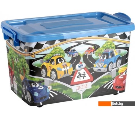  - Ящики, корзины, органайзеры Росспласт Машинки 50 л (темно-голубой) - Машинки 50 л (темно-голубой)
