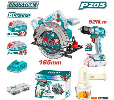  - Наборы электроинструментов Total TOSLI240583 (циркулярка, шуруповерт, миксер, 2 АКБ) - TOSLI240583 (циркулярка, шуруповерт, миксер, 2 АКБ)
