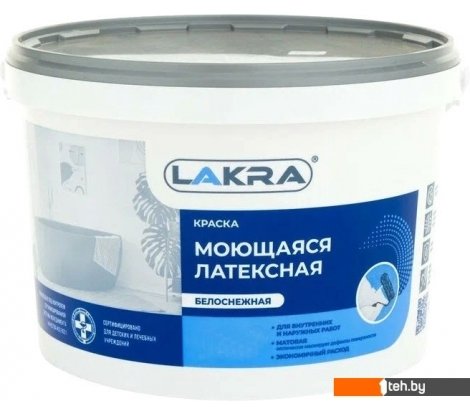  - Краски и эмали Лакра Латексная моющаяся 14 кг (белоснежный) - Латексная моющаяся 14 кг (белоснежный)