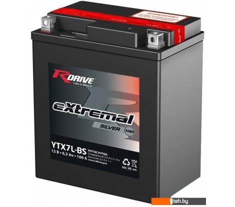  - Мотоциклетные аккумуляторы RDrive eXtremal Silver YTX7L-BS (6.3 А·ч) - eXtremal Silver YTX7L-BS (6.3 А·ч)