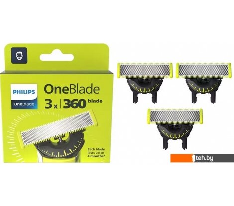  - Аксессуары к товарам для красоты и здоровья Philips OneBlade 360 QP430/50 (3 шт) - OneBlade 360 QP430/50 (3 шт)
