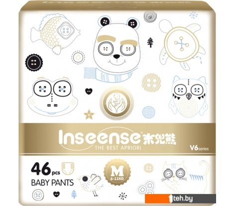  - Детские подгузники Inseense Супертонкие V6 M 6-11 кг Ins46gold (46 шт) - Супертонкие V6 M 6-11 кг Ins46gold (46 шт)