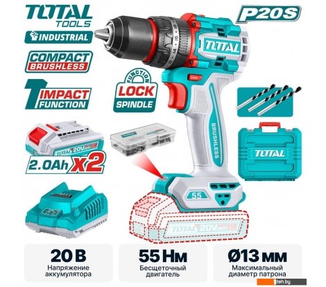  - Шуруповерты, гайковерты, электроотвертки Total TIDLI20558 (с 2-мя АКБ, кейс) - TIDLI20558 (с 2-мя АКБ, кейс)
