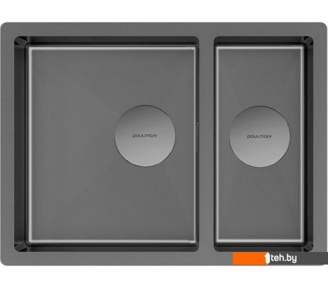  - Кухонные мойки Paulmark Next 58/2S Uni PM225844-GM (черный/вороненая сталь) - Next 58/2S Uni PM225844-GM (черный/вороненая сталь)