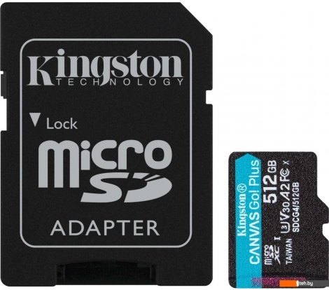  - Карты памяти Kingston Canvas Go! microSDXC 512GB SDCG4/512GB (с адаптером) - Canvas Go! microSDXC 512GB SDCG4/512GB (с адаптером)
