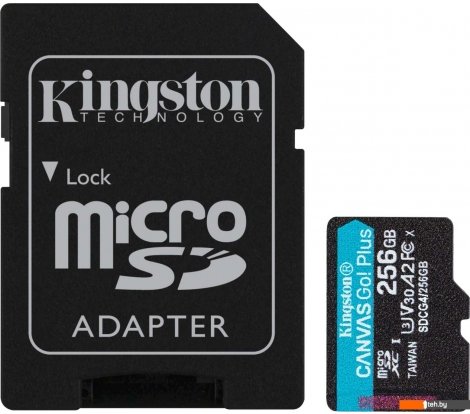  - Карты памяти Kingston Canvas Go! microSDXC 256GB SDCG4/256GB (с адаптером) - Canvas Go! microSDXC 256GB SDCG4/256GB (с адаптером)